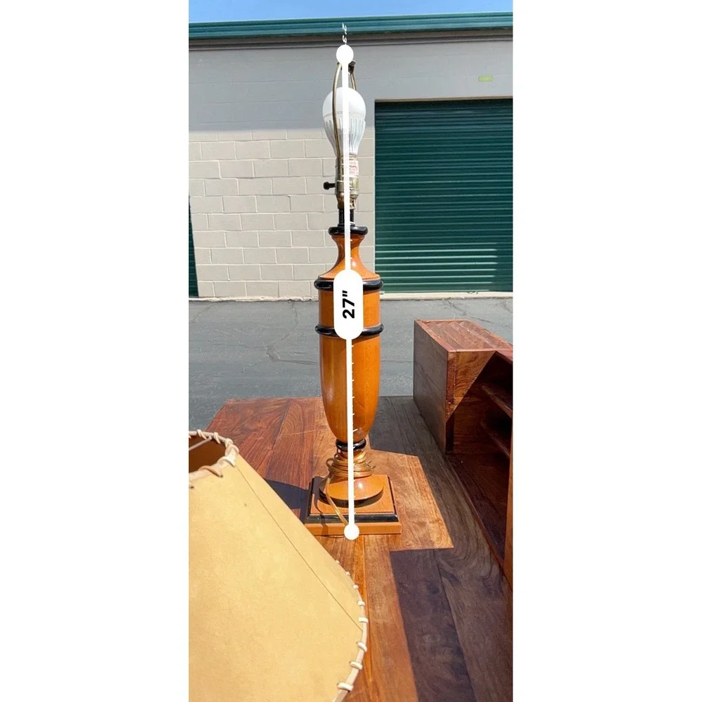 Vintage Robert Abbey Mid-Century Modern Maple Table Lamp Biedermeier Style